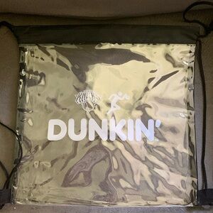 NWT Dunkin' Donuts transparent plastic backpack Bag with strings